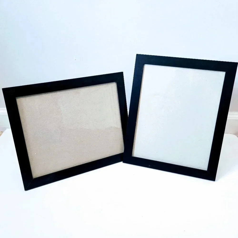 Picture Frame 8" x 10" Lot of 2 Black Free Standing or Hang Mount Vert or Horiz
